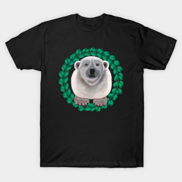 Polar Bear on Holly by Kate VanFloof T-Shirt by KateVanFloof